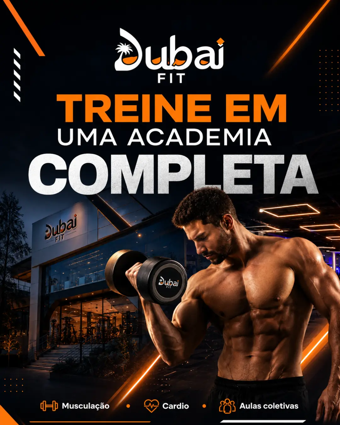 Dubai Fit: treine em uma academia completa em Caruaru — musculação, cardio e aulas coletivas